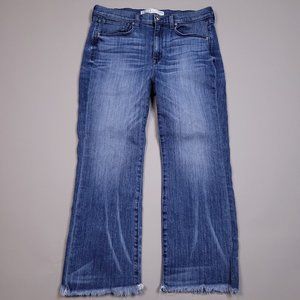 AYR The Bomb Pop Jeans Cropped Raw Hem Straight Leg Preppy Size 33S 33x24